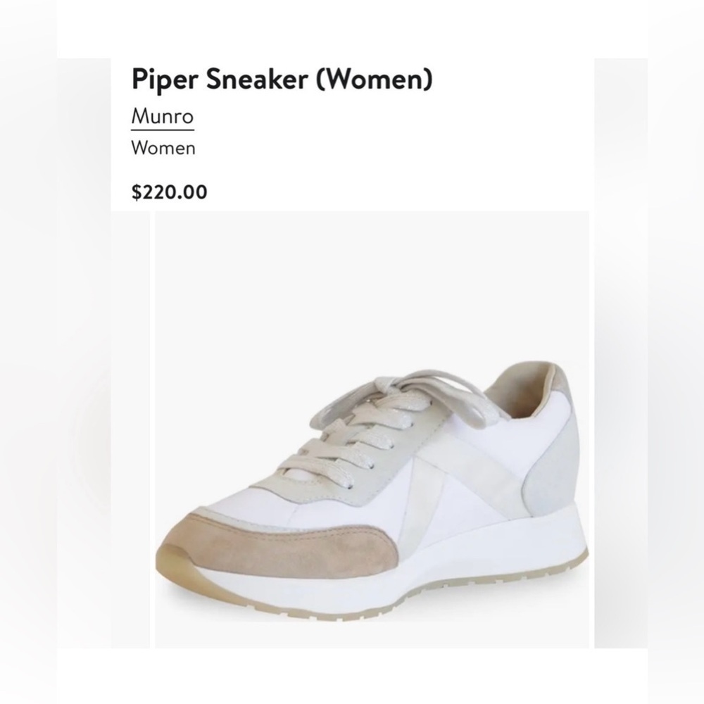 Munro Piper Sneakers Women’s 6WW Extra Wide White Leather Comfort walking Shoes - Picture 4 of 14
